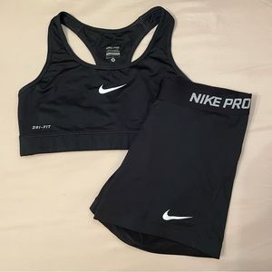 Nike pro shorts and sports bra set